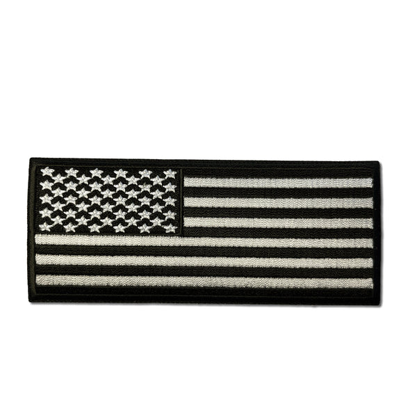 5" x 2" American US Flag Black & White Patch - PATCHERS Iron on Patch