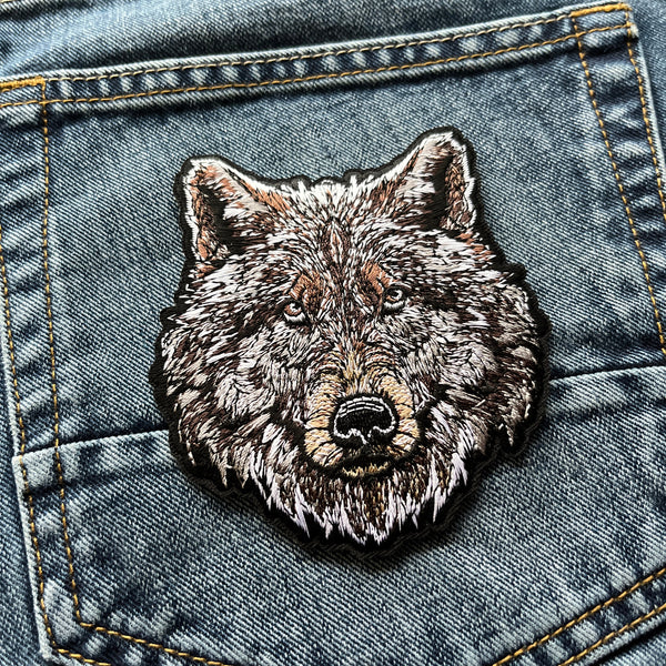 Black Brown Wolf Patch - PATCHERS Iron on Patch