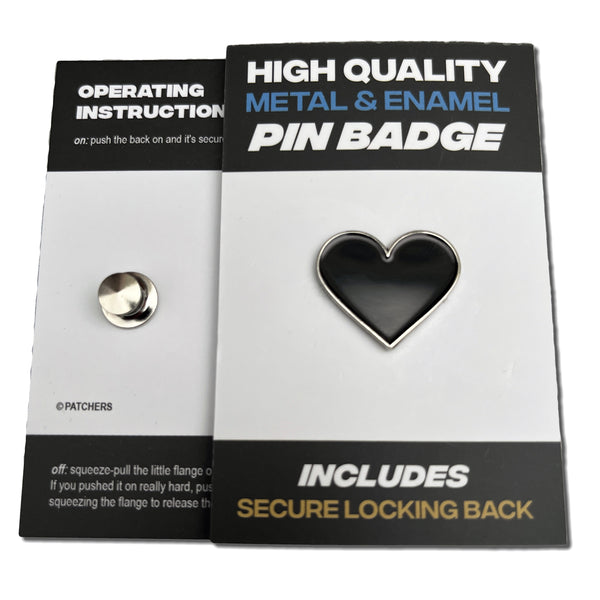 Black Heart Pin Badge - PATCHERS Pin Badge