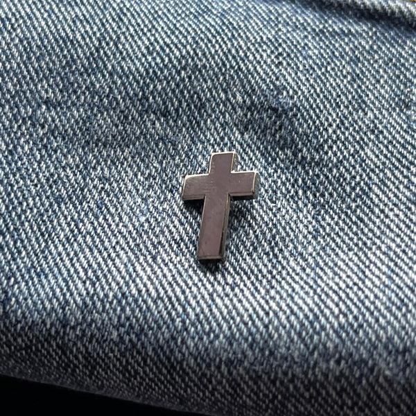 Black Nickel Plated Cross Pin Badge - PATCHERS Pin Badge