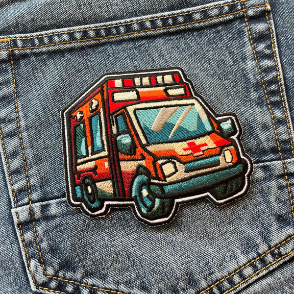 Cartoon Ambulance Front Patch - PATCHERS Iron on Patch
