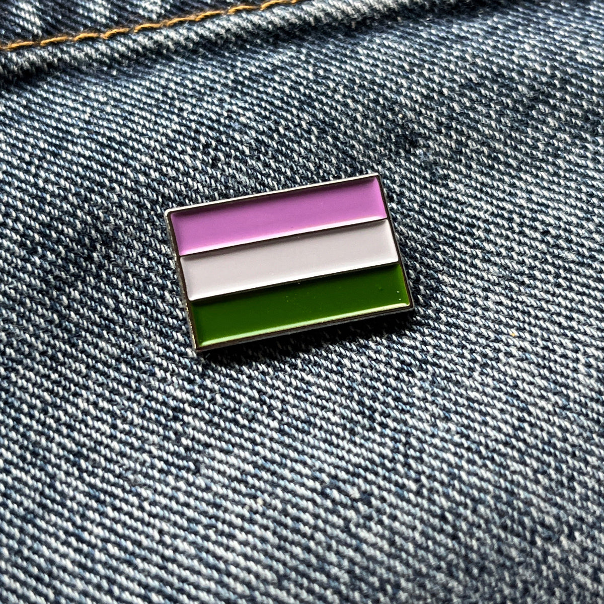 Metal Enamel Genderqueer Pride Flag Pin Badge With Secure Locking Back Patchers 9539