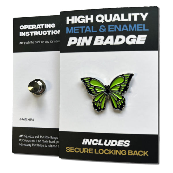 Green Butterfly Pin Badge - PATCHERS Pin Badge