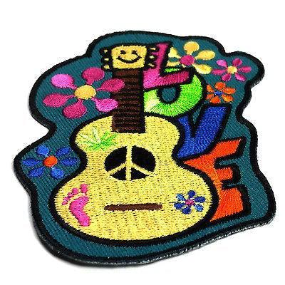 Love Guitar Flowers Hippie Patch - PATCHERS Iron on Patch
