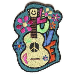 Love Guitar Flowers Hippie Patch - PATCHERS Iron on Patch