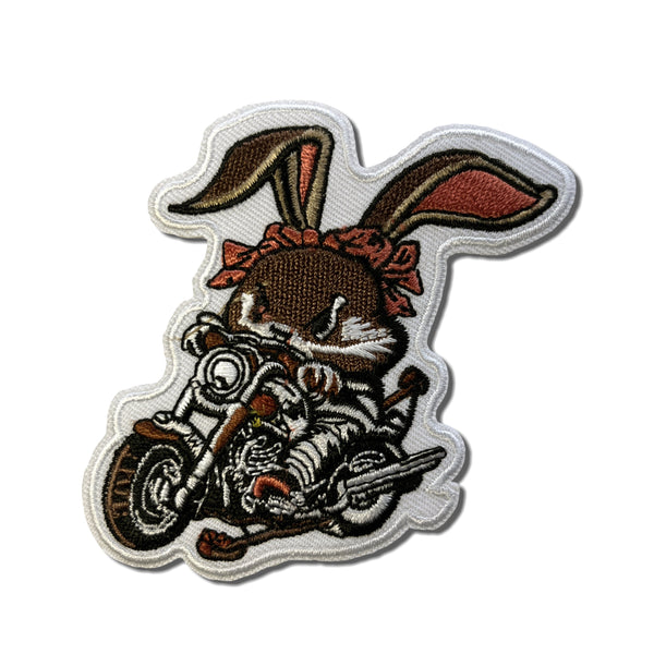 Mean Rabbit on Motorcycle Patch - PATCHERS Iron on Patch
