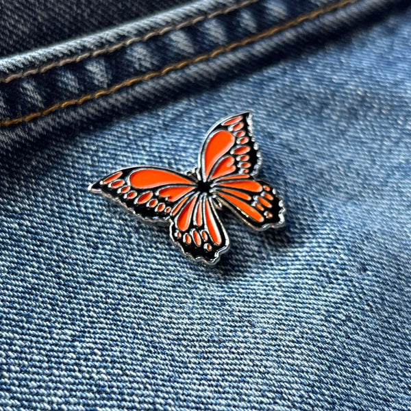 Orange Butterfly Pin Badge - PATCHERS Pin Badge