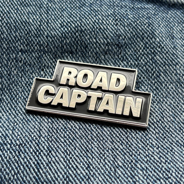 Road Captain Silver Black Pin Badge - PATCHERS Pin Badge