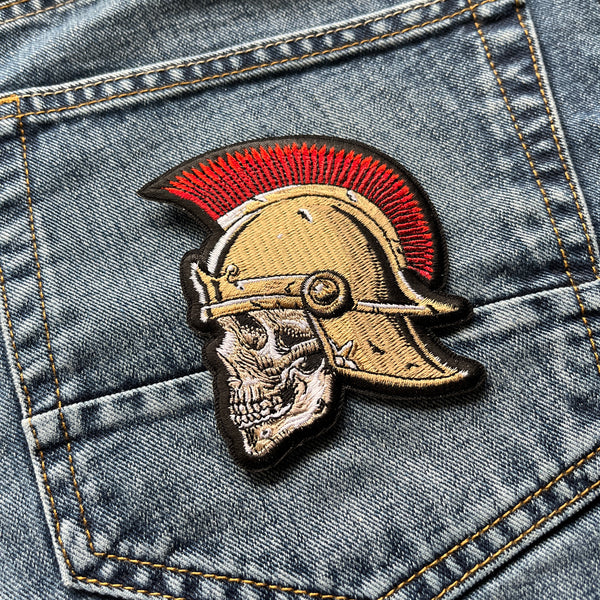 Roman Skull Soldier Helmet Patch - PATCHERS Iron on Patch