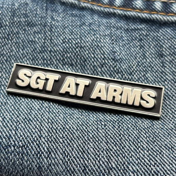 Sgt At Arms Silver Black Pin Badge - PATCHERS Pin Badge