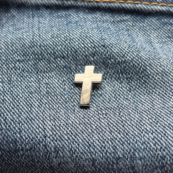 Silver Nickel Plated Cross Pin Badge - PATCHERS Pin Badge