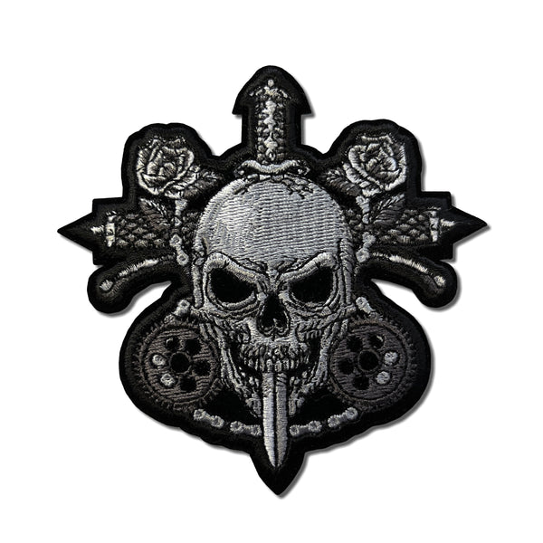 Skull Gears Roses Sword Patch - PATCHERS Iron on Patch