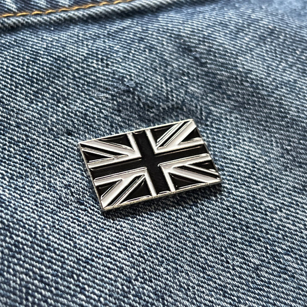 UK Flag Black & White Pin Badge - PATCHERS Pin Badge