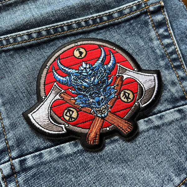 Viking Dragon Axes Patch - PATCHERS Iron on Patch