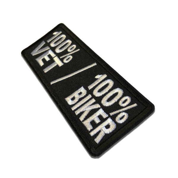 100 Percent Vet 100 Percent Biker Patch - PATCHERS Iron on Patch
