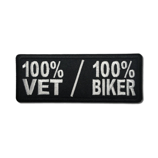 100 Percent Vet 100 Percent Biker Patch - PATCHERS Iron on Patch