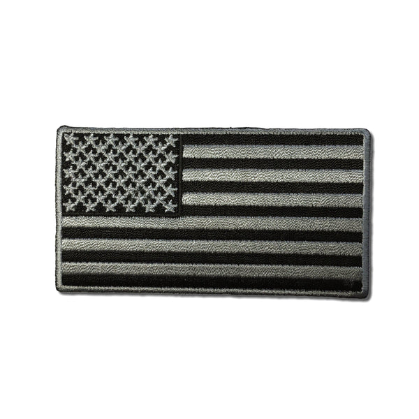 3½" American US Flag Black & Grey Patch - PATCHERS Iron on Patch