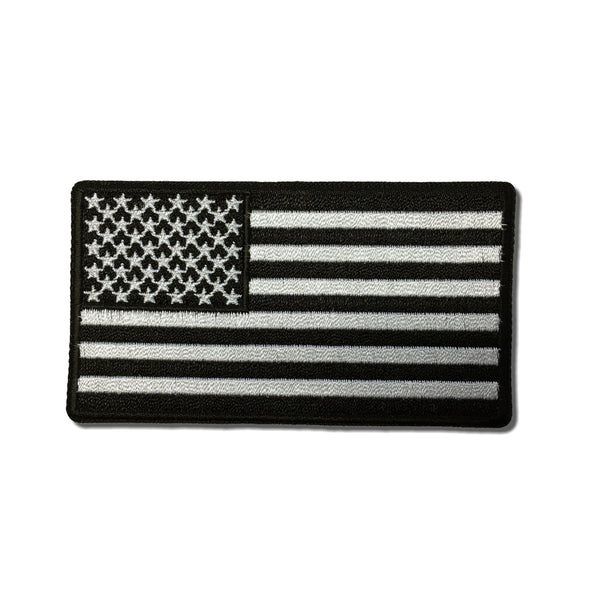 3½" American US Flag Black & White Patch - PATCHERS Iron on Patch