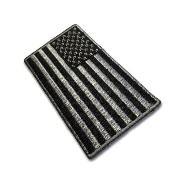 3" American US Flag Black Grey Patch - PATCHERS Iron on Patch