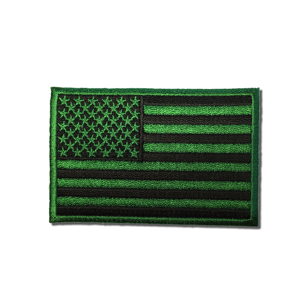 3" American US Flag Kelly Green Patch - PATCHERS Iron on Patch
