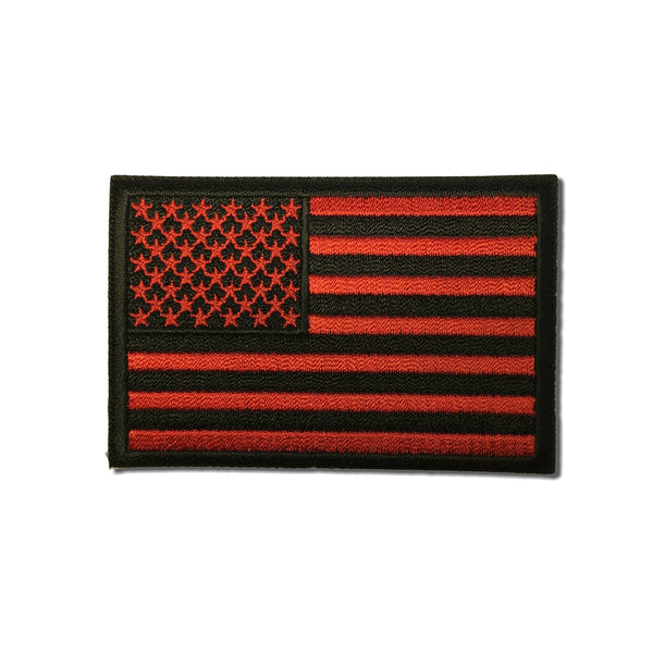 3" American US Flag Red & Black Patch - PATCHERS Iron on Patch