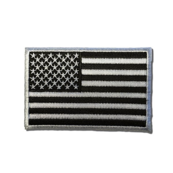 3" American US Flag Subdued Black & White Patch - PATCHERS Iron on Patch