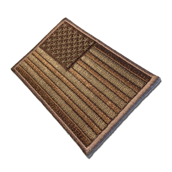 3" American US Flag Subdued Brown Patch - PATCHERS Iron on Patch