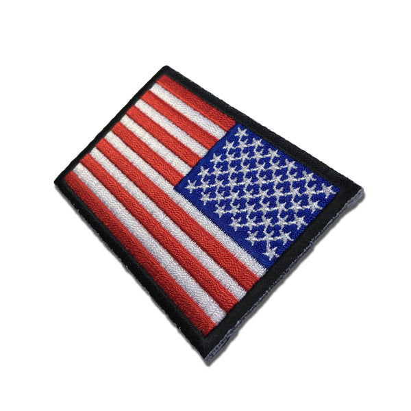 3" Reversed American US Flag Black Border Patch - PATCHERS Iron on Patch
