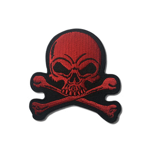 3" Skull Cross Bones Red Patch - PATCHERS Iron on Patch