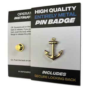 3D Anchor Gold Plated Pin Badge - PATCHERS Pin Badge