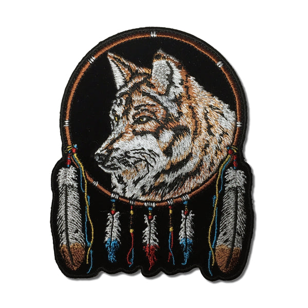 4¼" Wolf and Feathers Patch - PATCHERS Iron on Patch