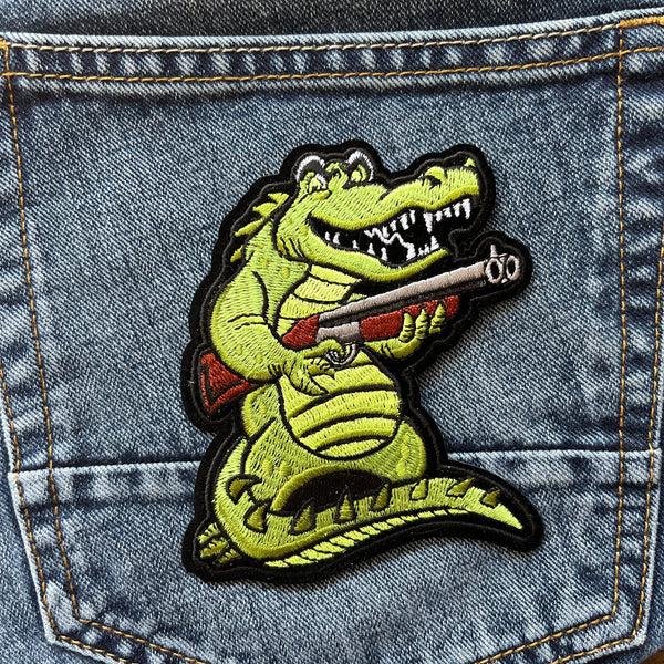 4" Alligator Shotgun Patch - PATCHERS Iron on Patch
