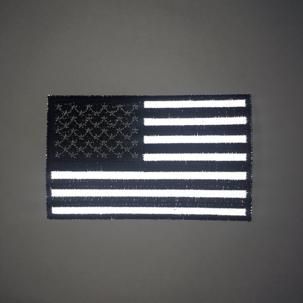 4" American US Flag Black & Reflective Patch - PATCHERS Iron on Patch