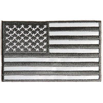 4" American US Flag Black & Reflective Patch - PATCHERS Iron on Patch