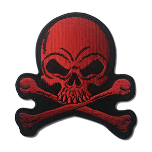 4" Skull Cross Bones Red Patch - PATCHERS Iron on Patch