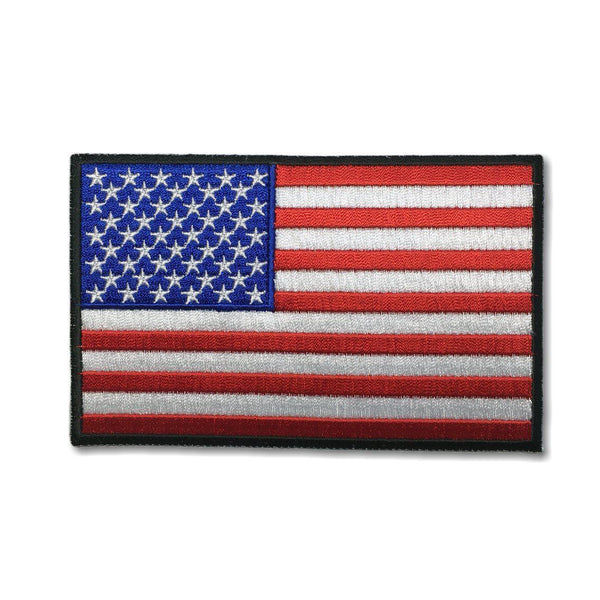 5" American US Flag Black Border Patch - PATCHERS Iron on Patch