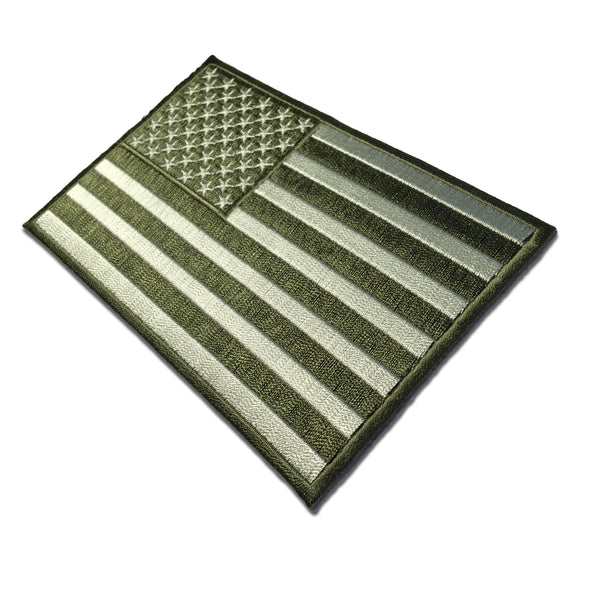 5" American US Flag Subdued Green Patch - PATCHERS Iron on Patch