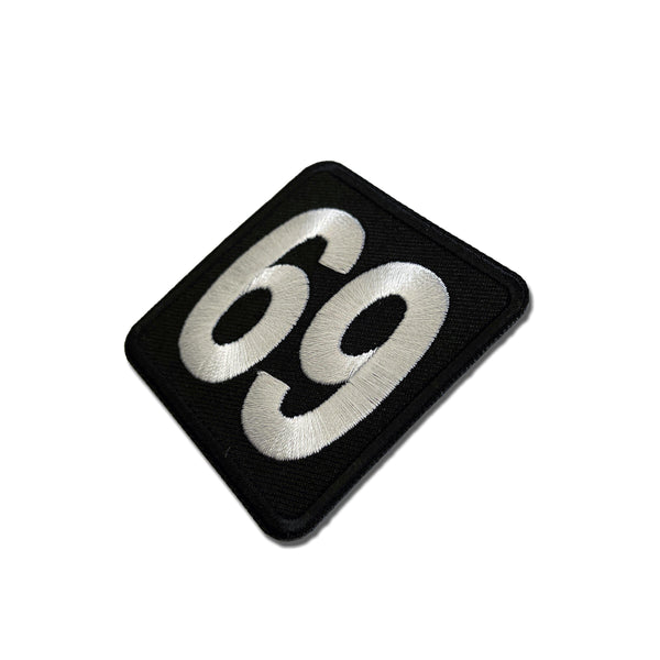 69 Black White Square Patch - PATCHERS Iron on Patch