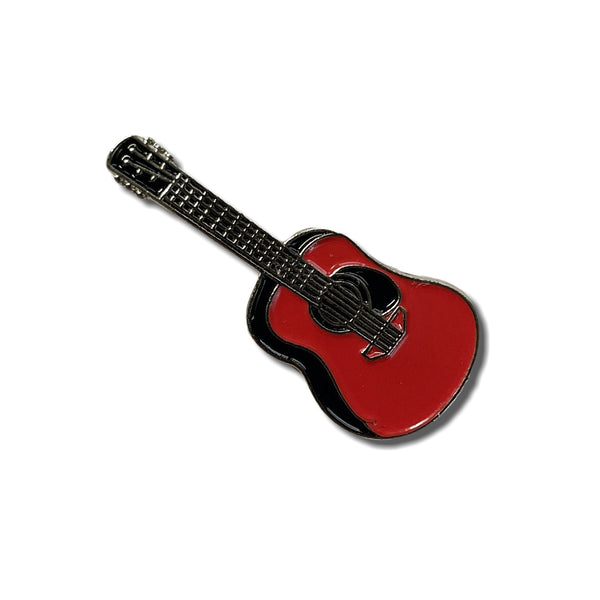 Acoustic Guitar Red Pin Badge - PATCHERS Pin Badge