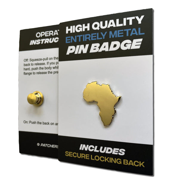 Africa Silhouette Gold Plated Pin Badge - PATCHERS Pin Badge