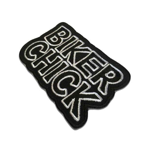 Biker Chick Black White Patch - PATCHERS Iron on Patch