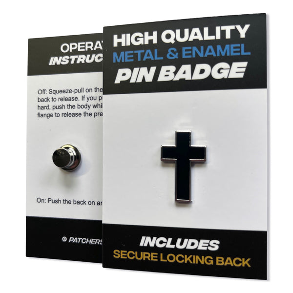 Black Cross Pin Badge - PATCHERS Pin Badge