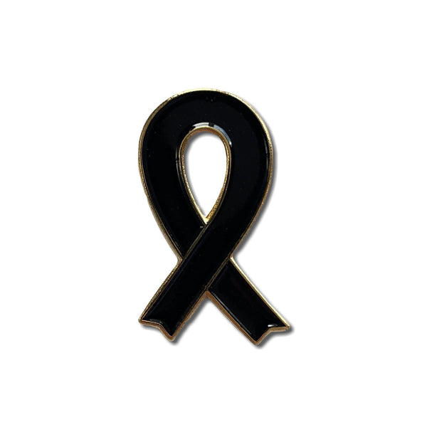 Black Ribbon Gold Plated Pin Badge - PATCHERS Pin Badge