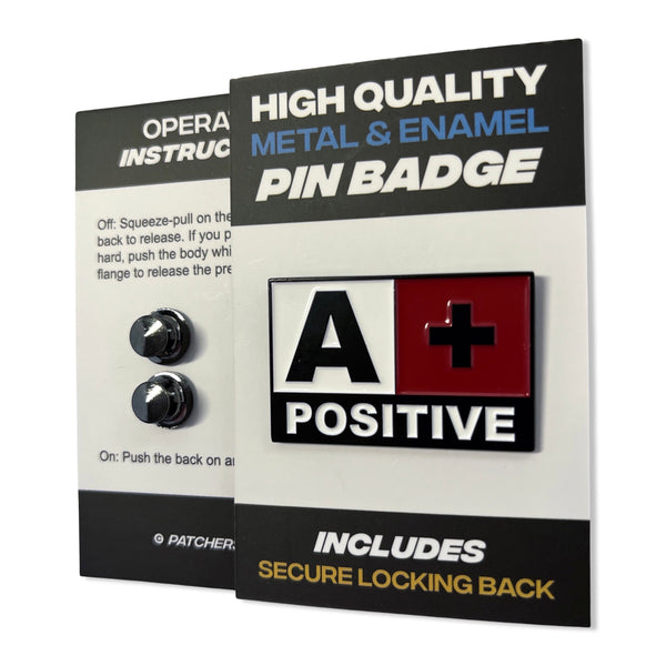 Blood Type A POSITIVE Pin Badge - PATCHERS Pin Badge