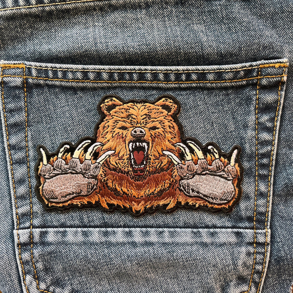 Brown Bear With Claws Patch - PATCHERS Iron on Patch