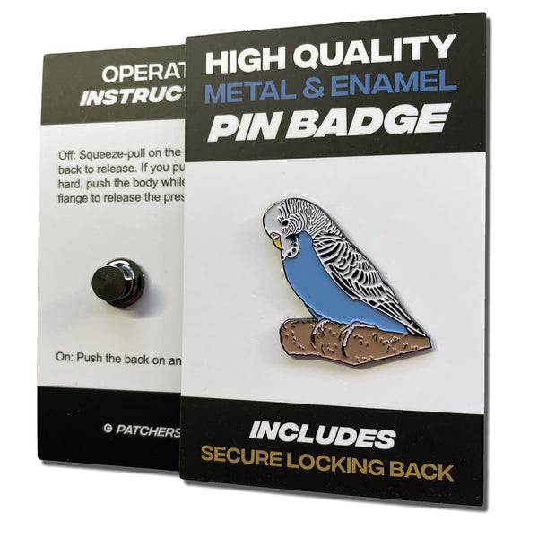 Budgie Blue & White Pin Badge - PATCHERS Pin Badge