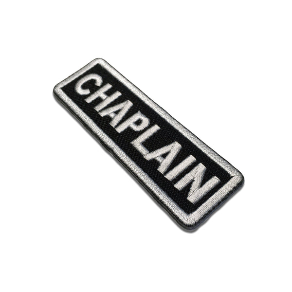 Chaplain White on Black Patch - PATCHERS Iron on Patch