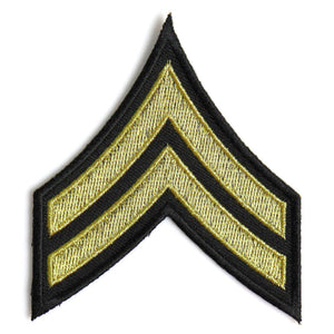 Corporal Chevron Black Yellow/Gold Patch - PATCHERS Iron on Patch