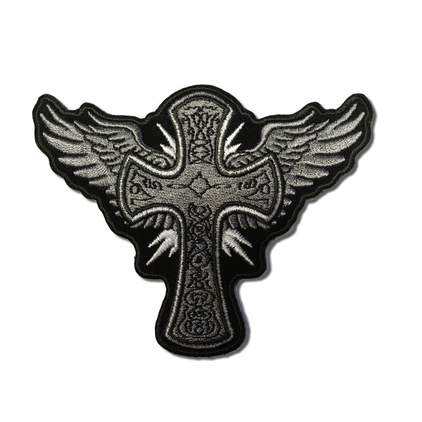 Cross with Wings Christian Patch - PATCHERS Iron on Patch
