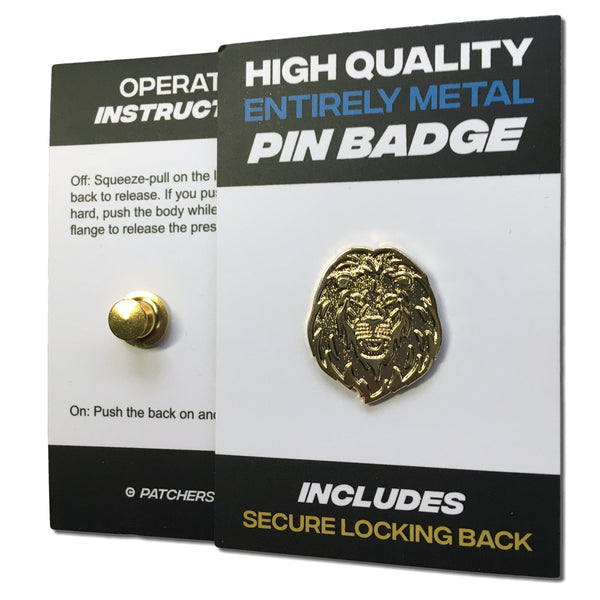 Gold Plated Lion Pin Badge - PATCHERS Pin Badge